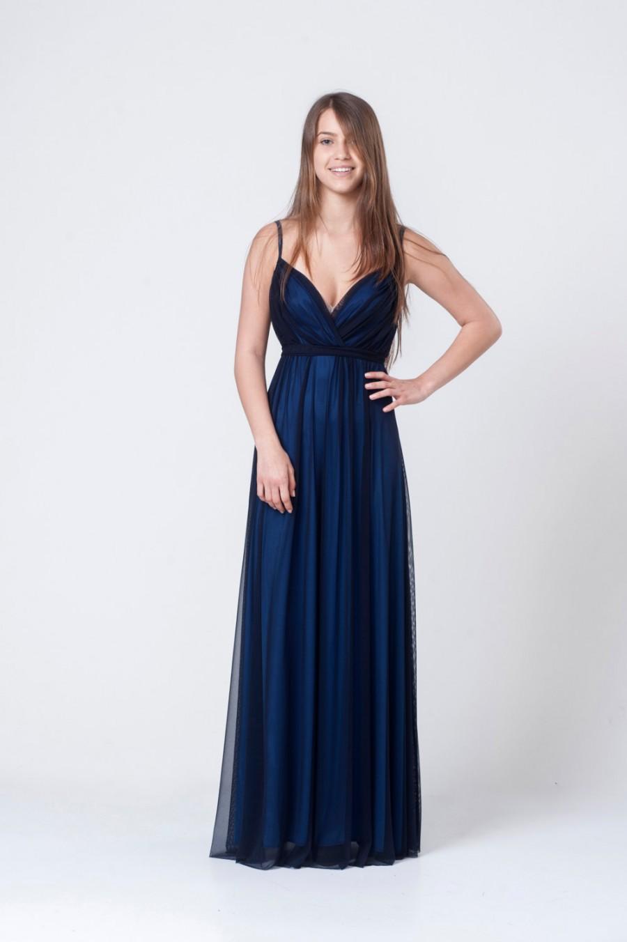 Mariage - Navy Blue Prom Dress, A Line Dress, Plus Size Dress, Bridesmaid Dress, Long Prom Dress, Backless Prom Dress, Elegant Dress, Cocktail Dress