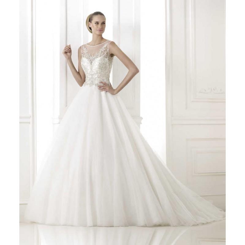 Hochzeit - Honorable A-line Bateau Straps Crystal Detailing Sweep/Brush Train Tulle Wedding Dresses - Dressesular.com