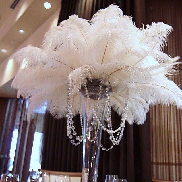 Mariage - 100 pcs White TAIL Ostrich Feathers 13-16",wedding table centerpiece,decoration,ostrich centerpiece, feather centerpiece. Exotic Feathers