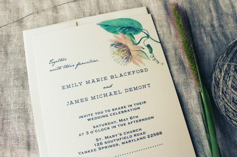 Свадьба - Protea Flower Wedding Invitation Passion Flower Printable Or Ship