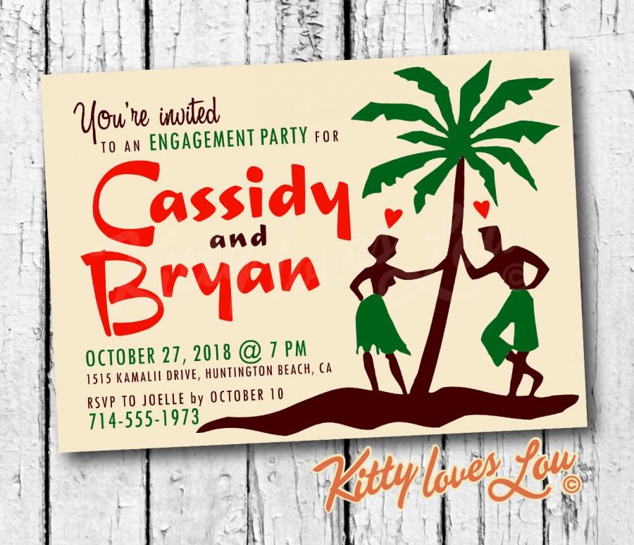 printable engagement wedding invitation retro hawaiian digital pdf