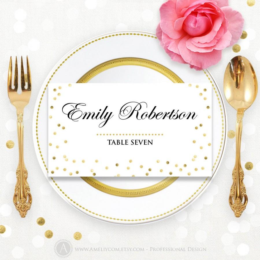 Glam / Gold Place Card Wedding Instant Download DIY EDITABLE