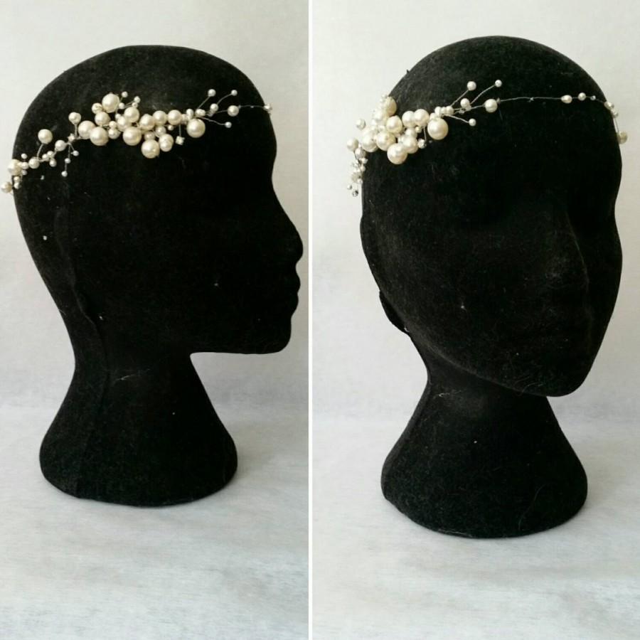 Wedding - Pearl & crystal woven halo