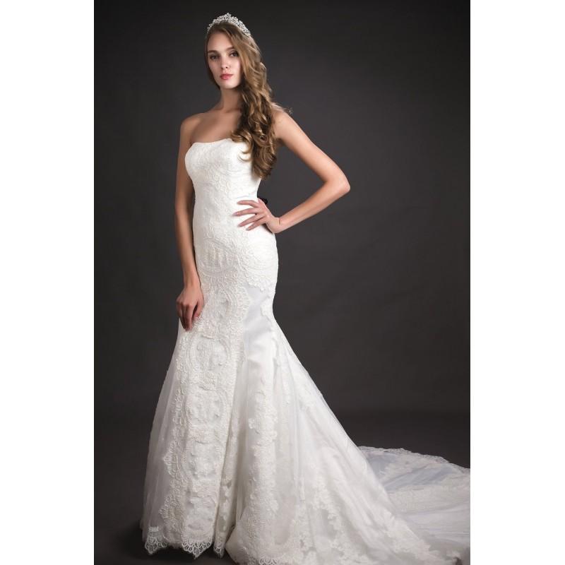 زفاف - Amelia JPA835 by June Peony - Ivory  White Lace Floor Strapless Fishtail  Fit and Flare  Mermaid Wedding Dresses - Bridesmaid Dress Online Shop