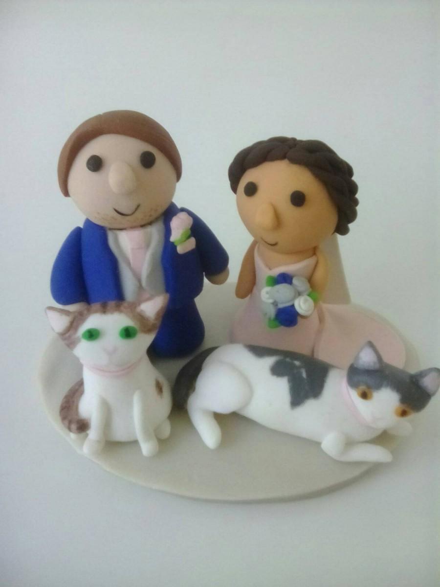 Hochzeit - custom made wedding cake topper with pets - dog and cat