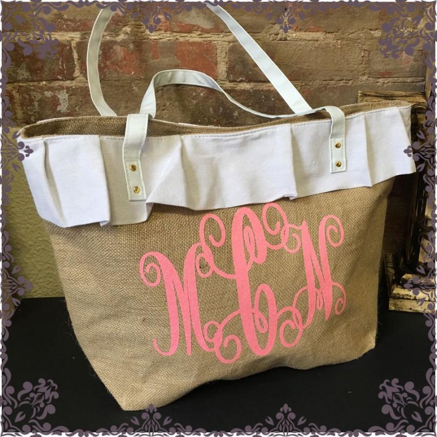 Wedding - Personalized Large Bridal Tote,Perfect for Bride on Honeymoon,Matching Clutch Available,Embroidered Beach Tote,Carry on Airplane,Shopping
