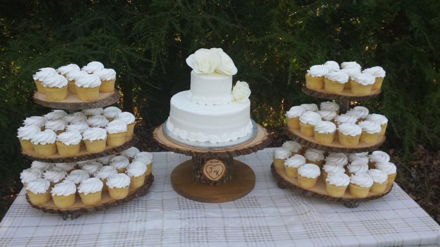 Hochzeit - Tree Cupcake Stand, Log Cupcake Stand, Rustic Cake Stand, Wood Cupcake Stand, Cupcake Tower, Wedding Cupcake, Set of 3 Stands, Cake Stand