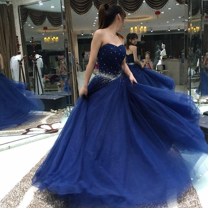 Wedding - royal blue prom dress,A-line Prom Dress,long prom dress,charming prom dress,evening gown 2017,BD3606