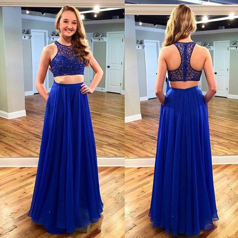 Mariage - royal blue prom Dress,charming Prom Dress,two pieces prom dress,long prom dress,prom dress for girls,BD28768
