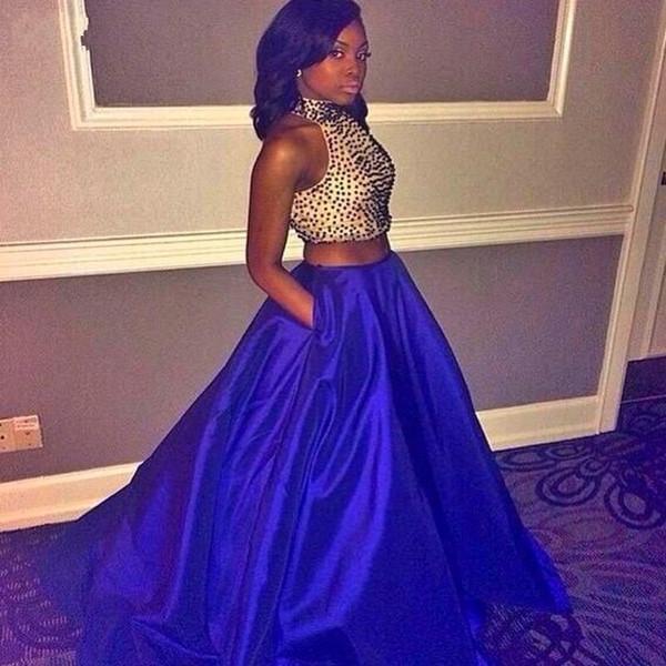 Mariage - royal blue prom dress,long Prom Dress,A-line prom dress,two pieces prom dress,charming evening gown,BD2892