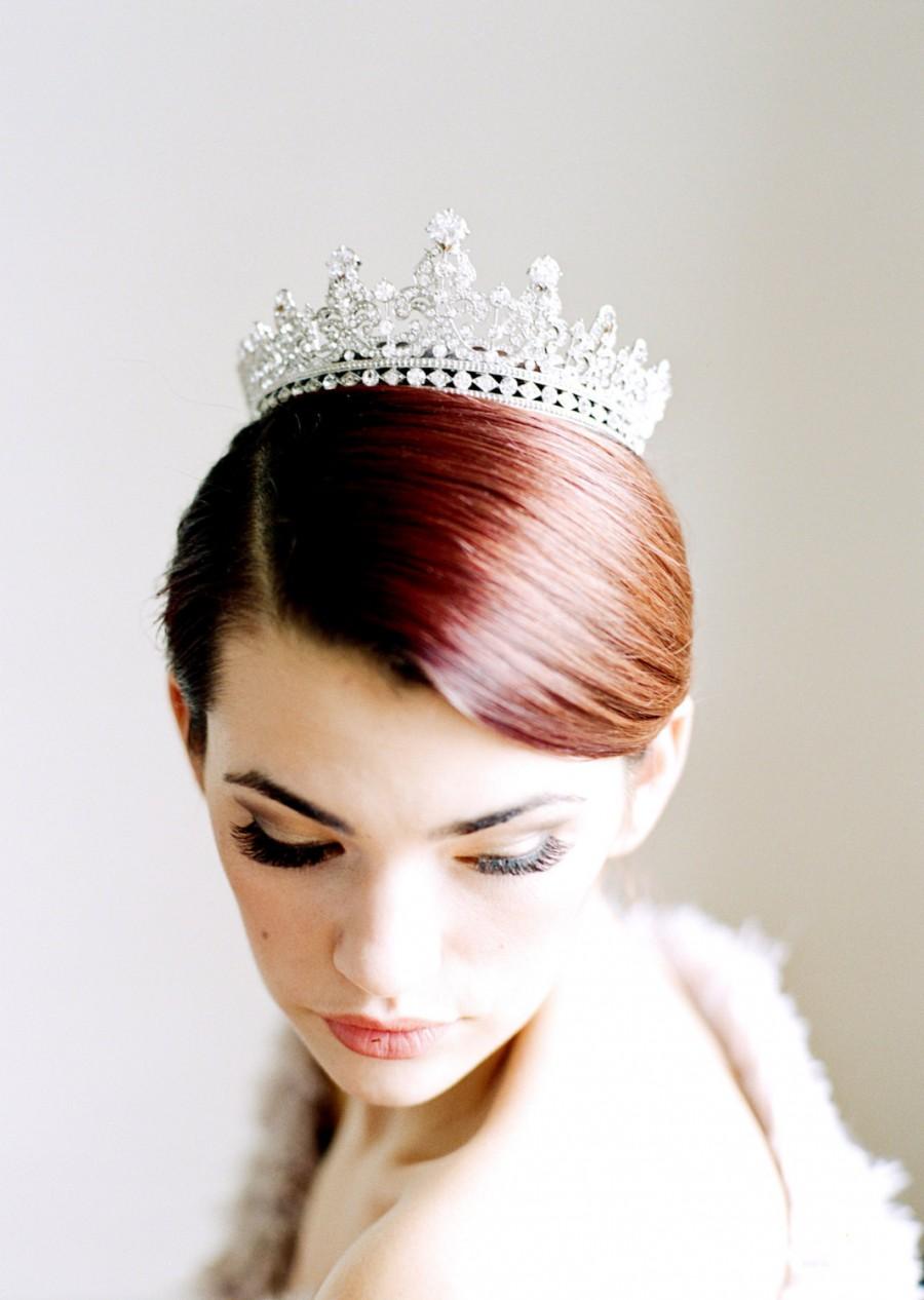 Hochzeit - Full Bridal Crown,  Swarovski Crystal Wedding Crown, FIDELIA Silver Bridal Diadem, Crystal Wedding Tiara, Diamante Tiara, Bridal Tiara