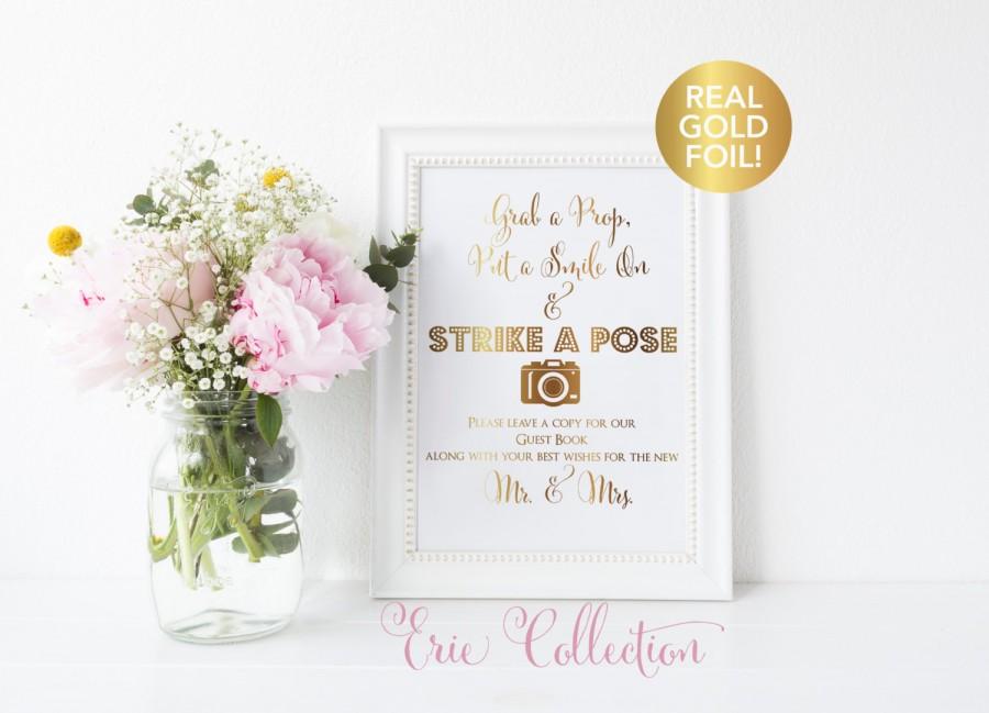 Hochzeit - Wedding Photobooth Sign, Photo Booth Sign, Spring Wedding Decor, Real Gold Foil, Gold Foil Wedding Sign, Wedding Reception Decor,