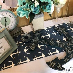 Mariage - Navy anchors table runner, weddings, partys