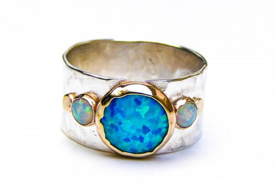 Pretty gold on silver opal ring