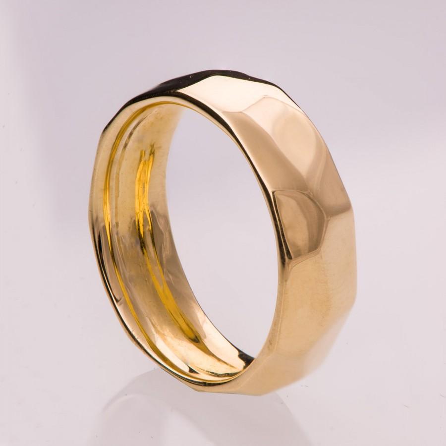 زفاف - Mens Hammered Wedding Band - 14K Gold Wedding Band, 14K Gold Ring, unisex ring, wedding ring, wedding band, mens band