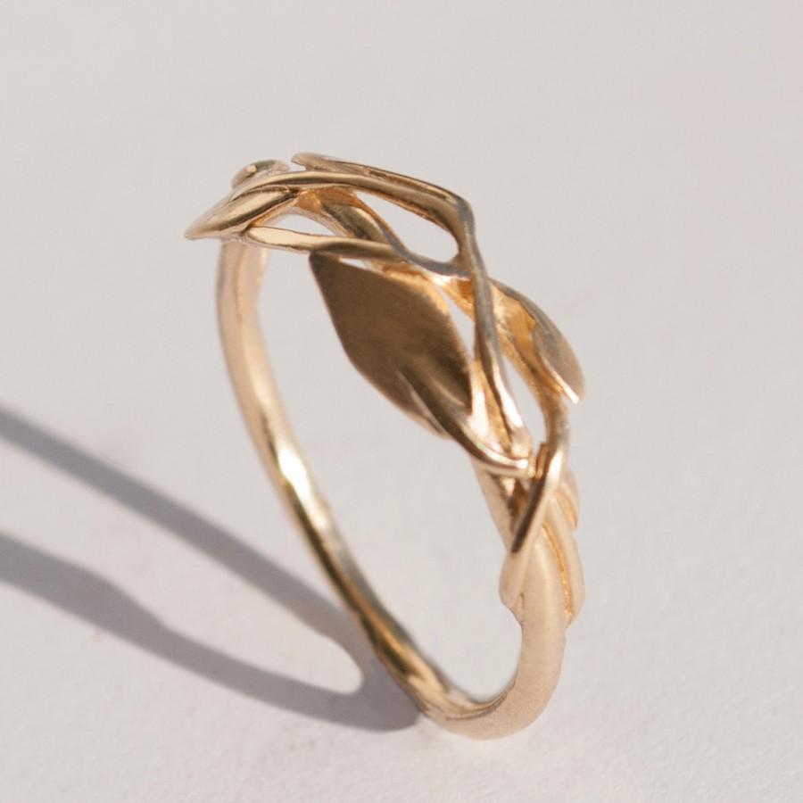 زفاف - Leaves Ring No.2 - 14K Gold Ring, unisex ring, wedding ring, wedding band, leaf ring, filigree, antique, art nouveau, vintage