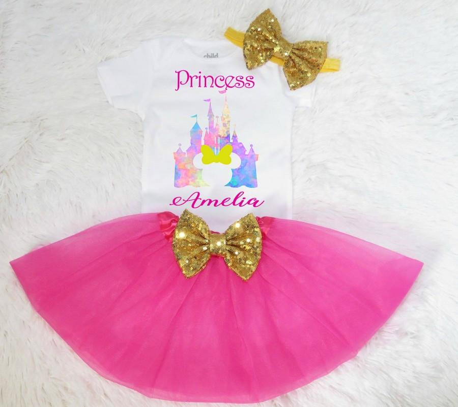 Wedding - Tutu Outfit, Pink and Gold, Birthday Outfit, First Birthday, 1st Birthday, 2nd Birthday, 3rd Birthday, 4th Birthday, 5th Birthday, Minnie