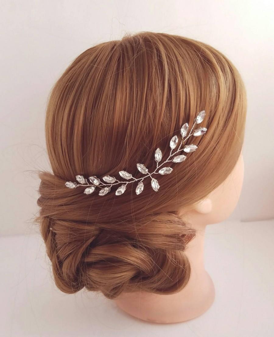 Mariage - Rhinestone Hair Vine, Crystal Leaf Vine, Bridal Hair Comb, Wedding Hair Pins, Crystal Hair Comb, Rhinestone Vine Hair Pin, Leaf Hairpiece