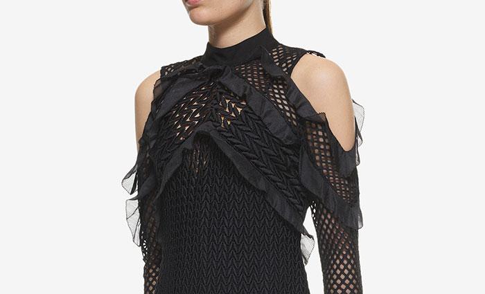 Mariage - Self Portrait Purl Knit Combi Dress In Black