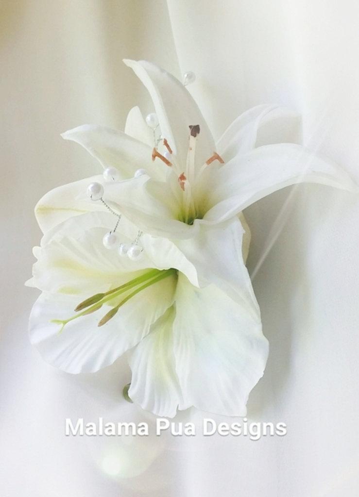 Wedding - Tropical Flower Clip, Silk Orchid, Lily, Hibiscus, Wedding Headpiece, hair clip, Bridal, Real Touch, Custom Bridal clip, Beach, Wedding