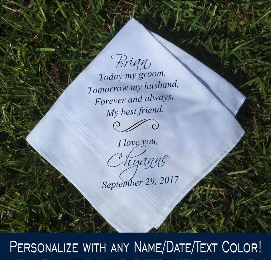 Wedding - Groom gift, fiance gift, gift for him, gift for groom, gift for men wedding gift, gift for couple couples gift, PRINTED handkerchief (H 050)