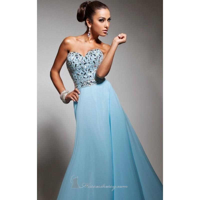 Hochzeit - Aqua Strapless Chiffon Dress by Le Gala by Mon Cheri - Color Your Classy Wardrobe