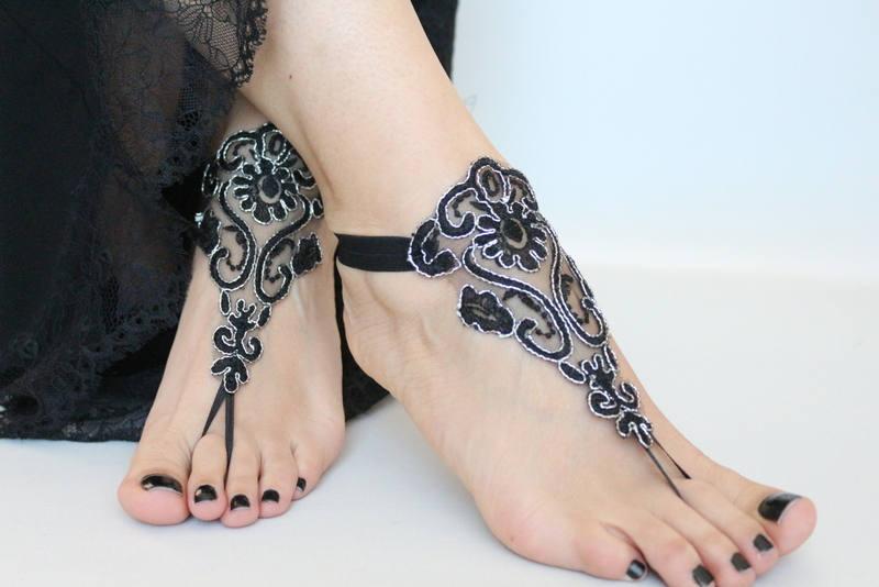 black bohemian sandals