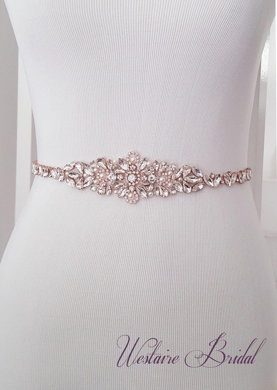 Mariage - Wedding Belt, Pearl Bridal Belt, Beaded Bridal Sash, Beaded Wedding Belt, Silver, Rose Gold - Style 786