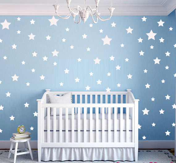 Mariage - Set of 270 Star Vinyl Wall Decal Art Sticker for Baby Room Nursery Confetti Stars Bedroom Bed umm1610
