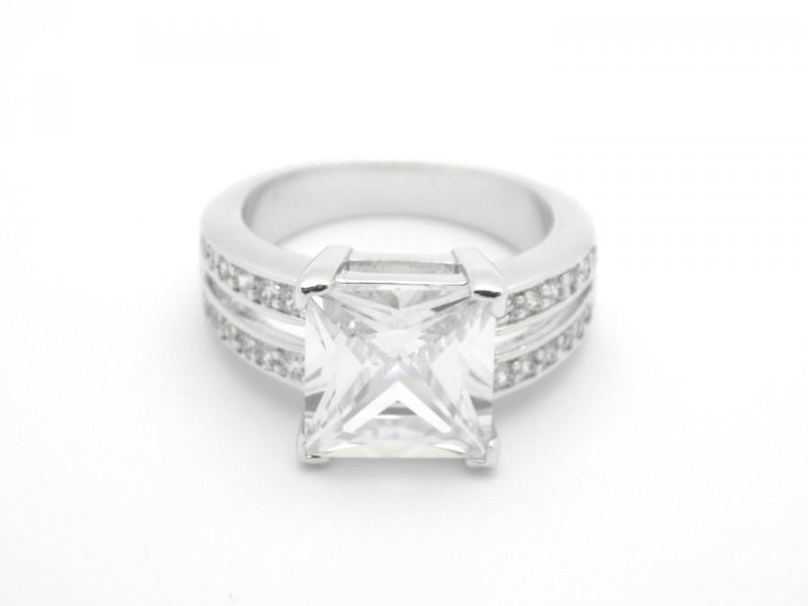 Свадьба - cz ring, cz wedding ring, cz engagement ring, cubic zirconia engagement ring, princess cut ring, size 5 6 7 8 9 10 - MC1073941AZ