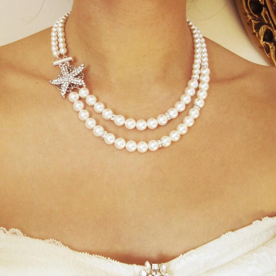 زفاف - Bridal Starfish Necklace, Art Deco Bridal Jewelry, Crystal Starfish, Beach Wedding Necklace, Destination Wedding Jewelry, SEA MAIDEN