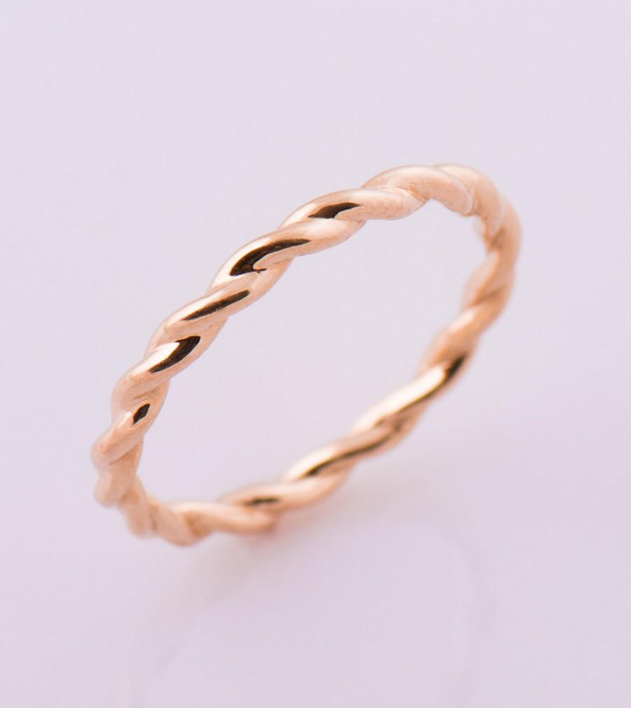 Wedding - Braided Wedding Ring, 14K / 18K Solid Gold Ring, Rose Gold Wedding Band, Rope Ring, Braided Gold Band, Stcking Ring, Twisted Gold Ring