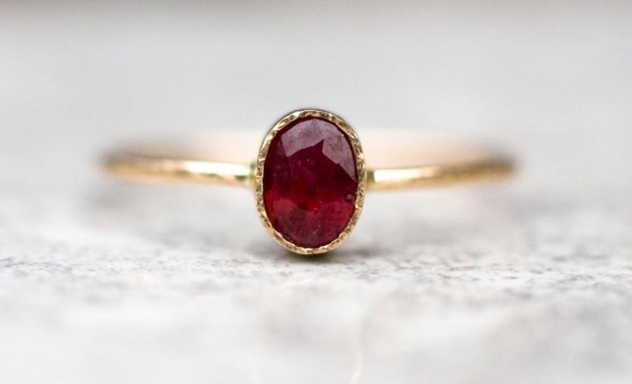 Mariage - Ruby ring in 14k gold, july birthstone