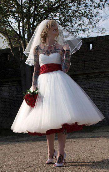Mariage - 1950s Wedding Dress,Tea Length Wedding Dress,Rockabilly Wedding Dress,Strapless Wedding Dress,Vintage Wedding Dress,WS037