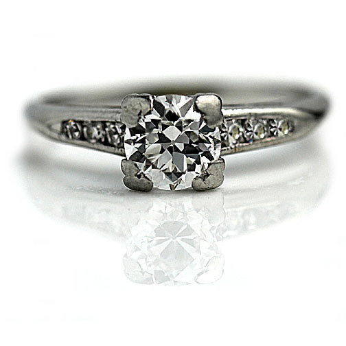 Mariage - Antique Engagement Ring .87ctw European Cut Diamond Platinum Filigree Art Deco Engagement Ring Vintage Diamond Wedding Ring Art Deco Ring!