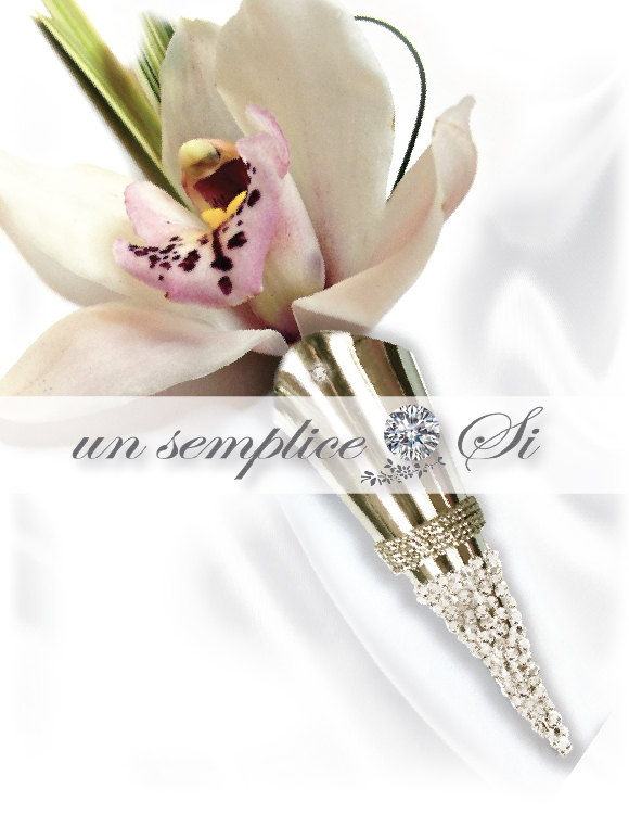 Mariage - Boutonniere Lapel Pin, Men's Flower Holder Pin, Swarovski Crystal