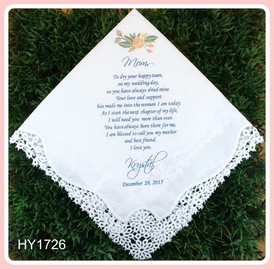 Mariage - Mother of the Bride Handkerchief from the Bride-Wedding Hankerchief-PRINTED-CUSTOMIZED-Wedding Hankies-Butterfly-Mother of the Bride Gift