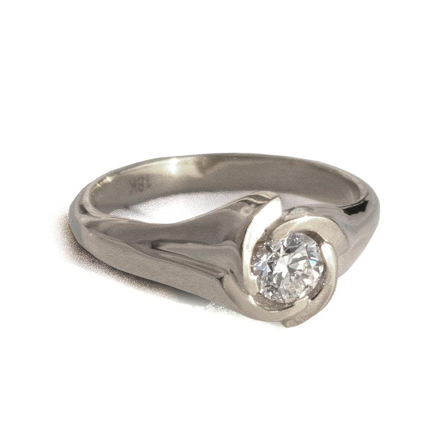 زفاف - Unique Engagement Ring - 14K White Gold and Moissanite engagement ring, celtic ring, engagement ring, Moissanite ring, art deco, ENG5