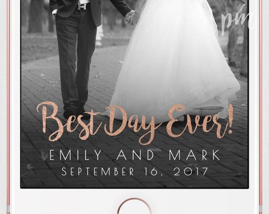 Hochzeit - Rose Gold Wedding Snapchat Filter, Best Day Ever! Snapchat Geofilter, Snapchat Filter, Custom Geofilter, Custom Snapchat Filter
