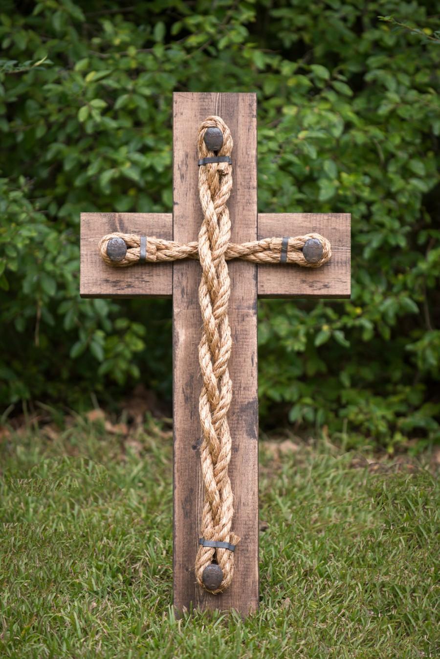 Свадьба - Wedding Braid Cross - Cord of Three Strands, God's Knot, Unity Knot, Unity Cord, Braid for Unity Ceremony, Wood Wedding Sign