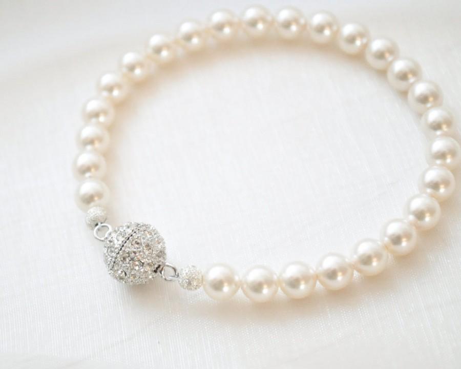 Hochzeit - Pearl Bridal Bracelet, Pearl Wedding Bracelet, Bridal Jewelry, Wedding Jewellery