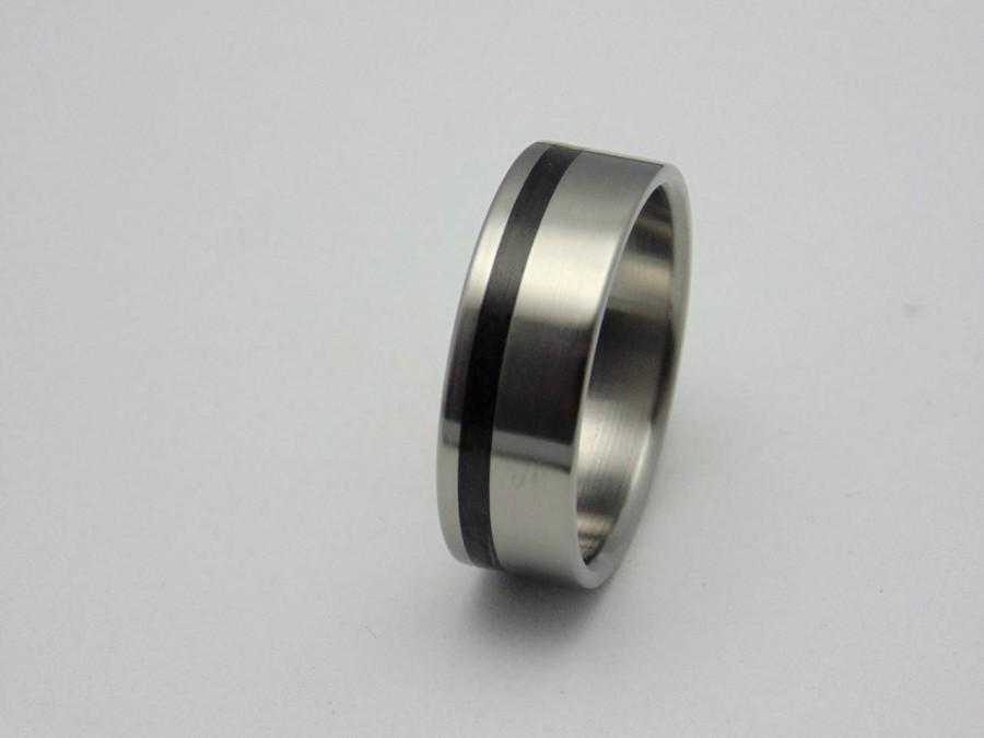 Hochzeit - Titanium and Carbon fiber ring,  Handmade titanium wedding band, Gift for him