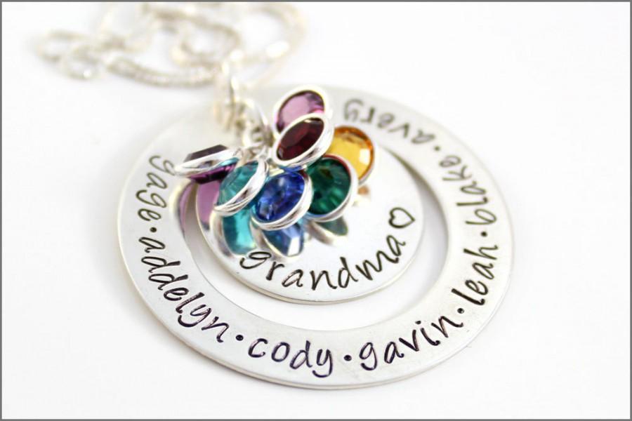 Mariage - Grandma Necklace with Names & Birthstones 