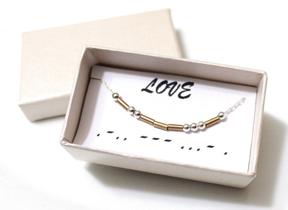 Mariage - Love Morse Code, Morse Code Necklace, Custom Morse Code, Morse Code Jewelry, Love Jewelry, Love Necklace, Bridesmaid Gift, Christmas Gift