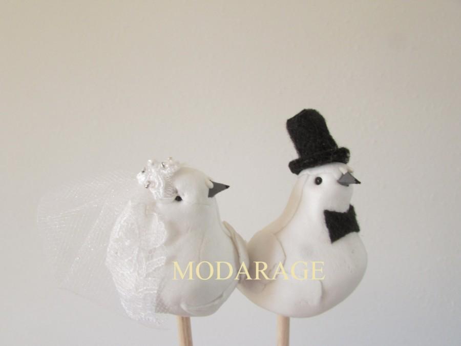Mariage - SALE White Love Bird Wedding Cake Topper, Wedding Bird Cake Topper Style # BC2022