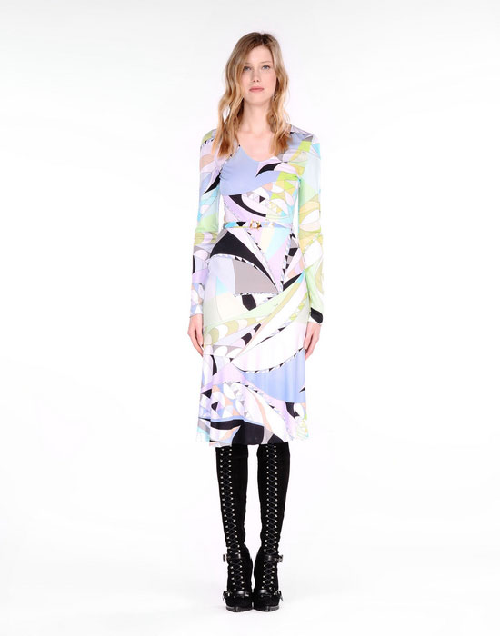 زفاف - Emilio Pucci Multicolor Astana Print Midi-length Dress