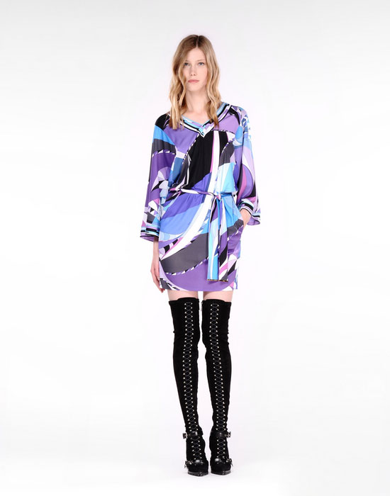 Mariage - Emilio Pucci Purple V-neck Astana Print Mini Dress