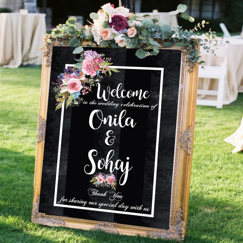 Hochzeit - rustic wedding signs welcome wedding signs printable flower wedding signs chalkboard custom wedding sign personalized wedding welcome sign