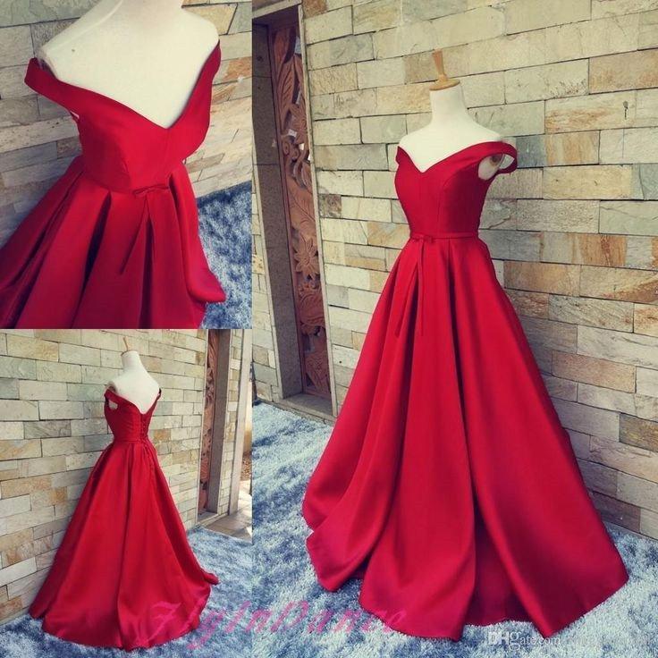 Wedding - A-line prom dress,long prom dresses,off shoulder prom dress,red prom dress,cheap evening gown,BD3903