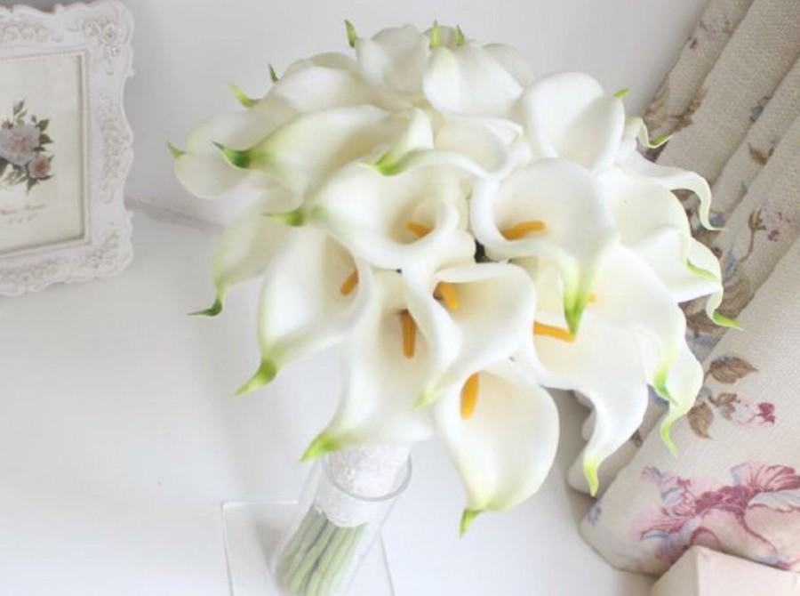 Mariage - Handmade Natural Wedding real touch Bouquet-  Calla Lily Bridal Bridesmaid Bouquet, Rustic Wedding, Alternative Bouquet, Keepsake Bouquet